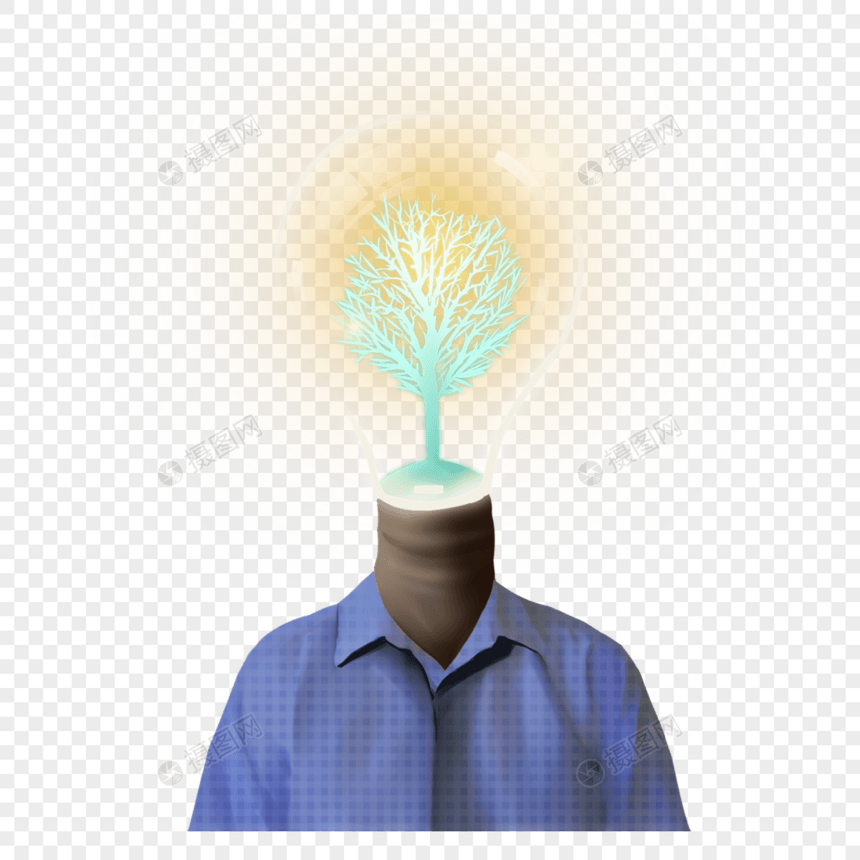 创意概念大脑树木想象力人图片