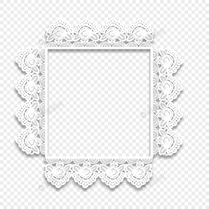 蕾丝婚礼边框正方形玫瑰剪纸图片