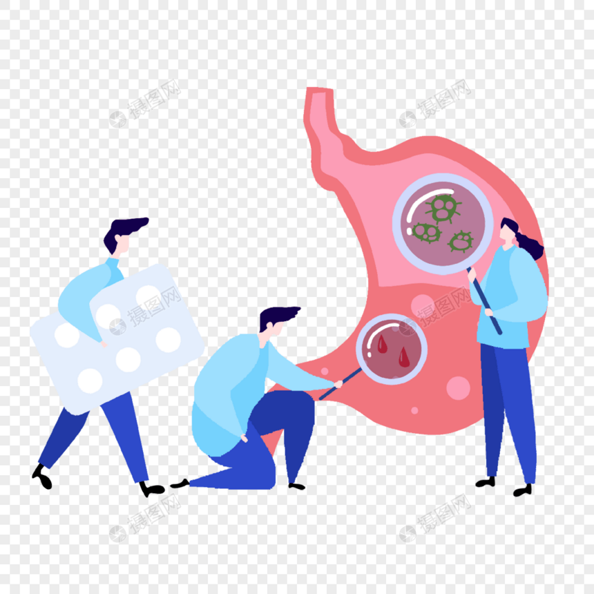 胃肠健康检查医疗扁平风格人物图片