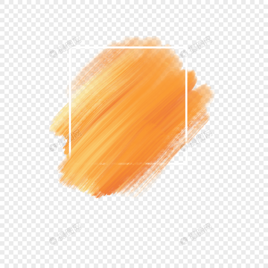 橙色渐层纹理水彩笔触白色方形方框图片