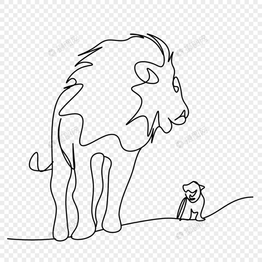 艺术线条画动物狮子图片