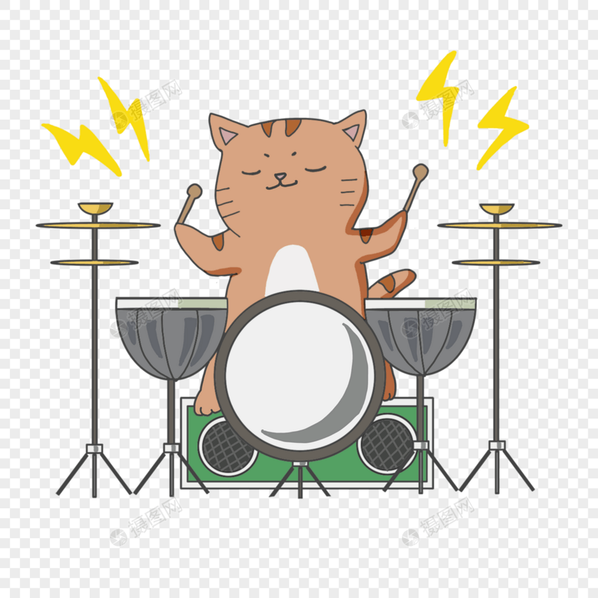 卡通可爱猫咪玩音乐图片