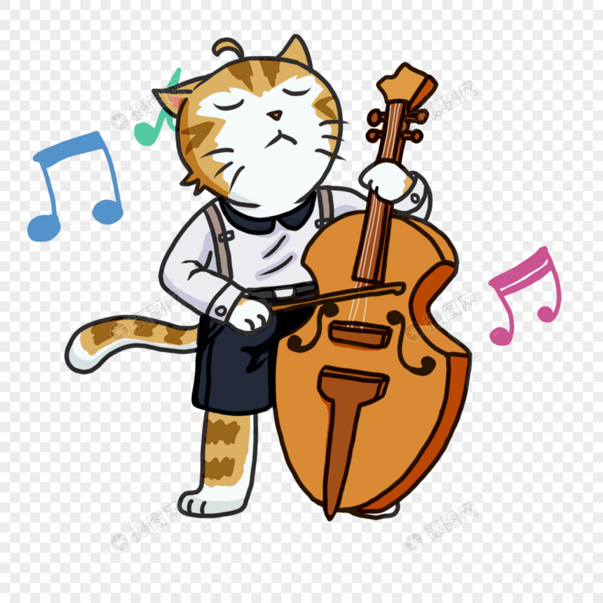 可爱猫咪大提琴音乐图片