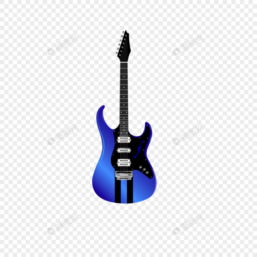 蓝色电吉他图片