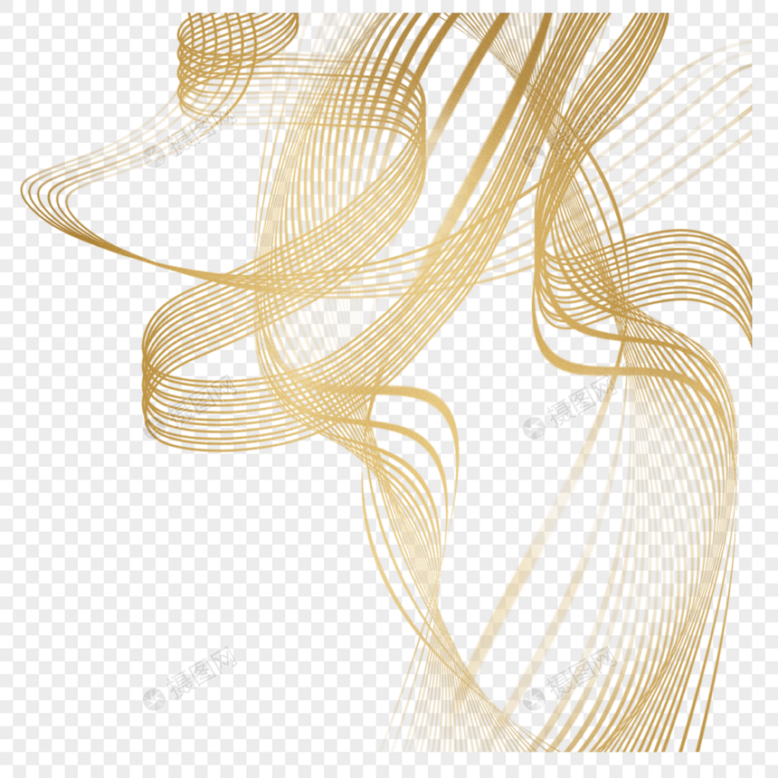抽象金色线条波纹流动弯曲边框图片