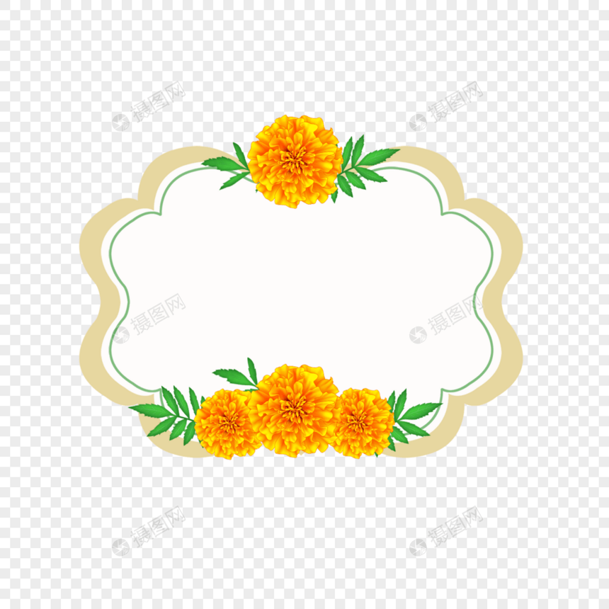 创意黄色万寿菊边框图片