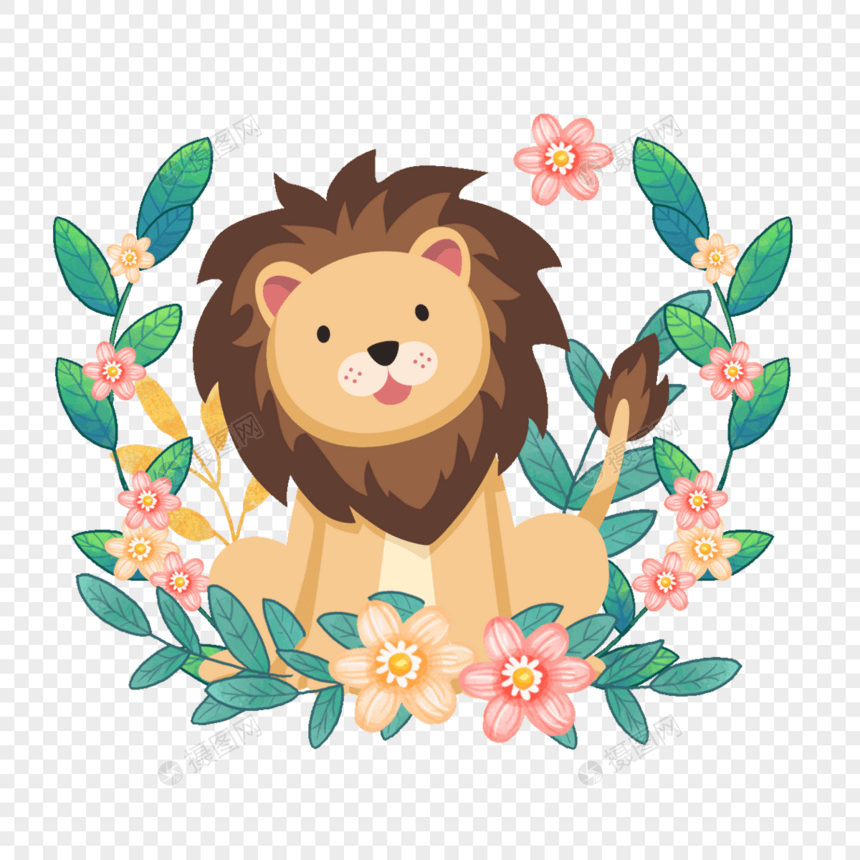 花卉卡通动物狮子黄色图片