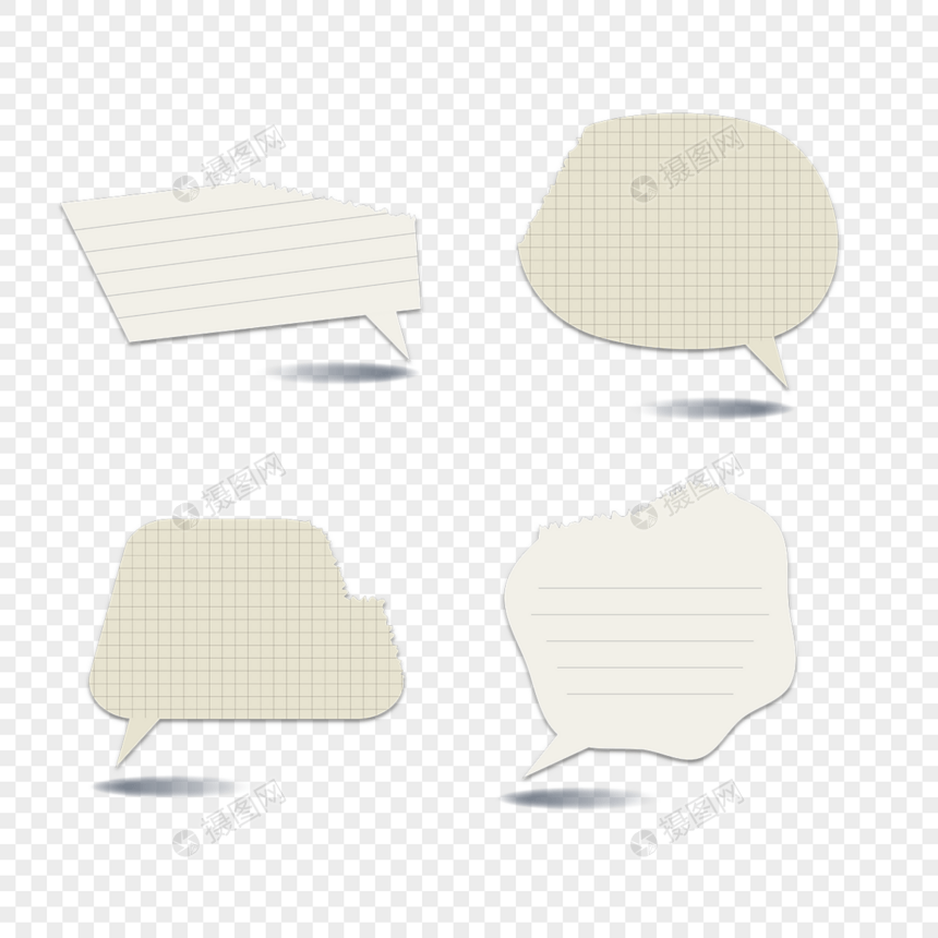 复古风做旧撕碎的纸气泡文本对话框图片