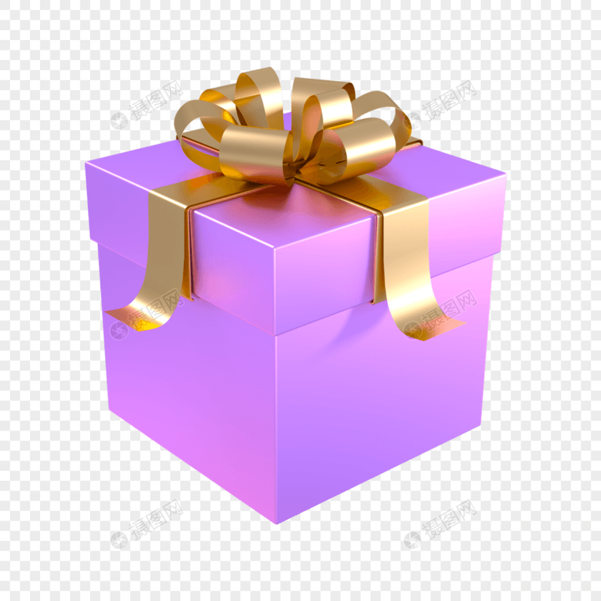 3d金色丝带节日礼物盒图片