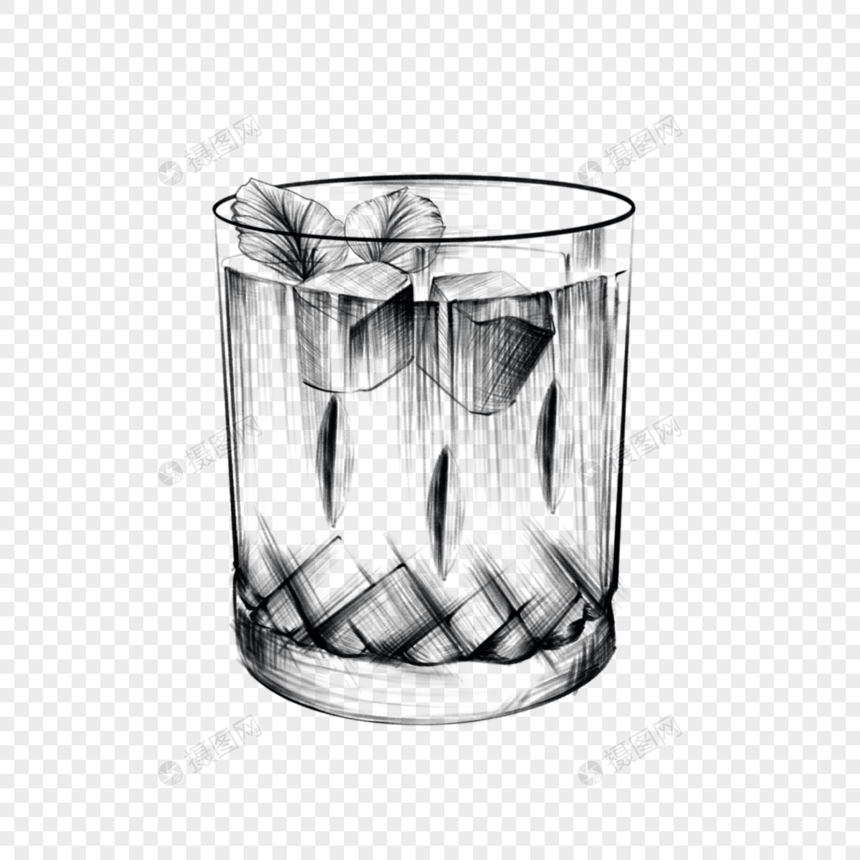素描风格艺术黑白简洁调酒鸡尾酒图案图片