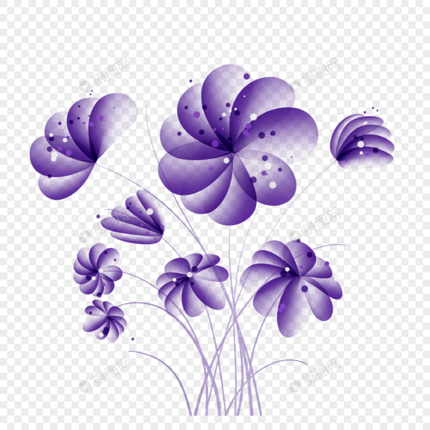 水彩金粉抽象紫色花图片