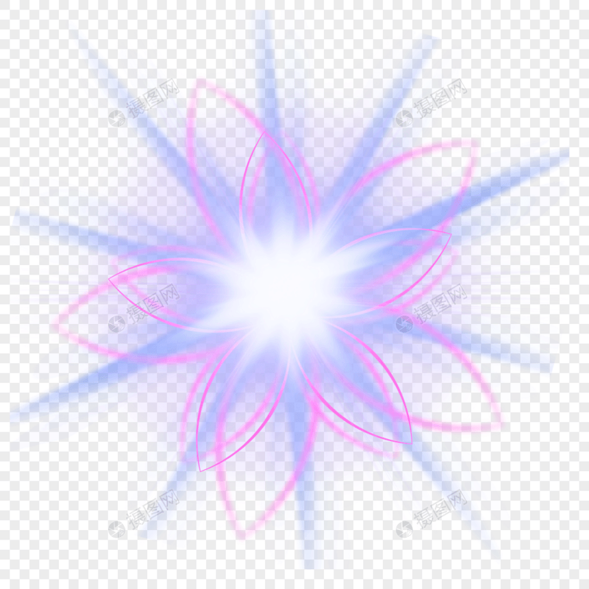 紫色放射粉色花瓣光效花卉样式图片