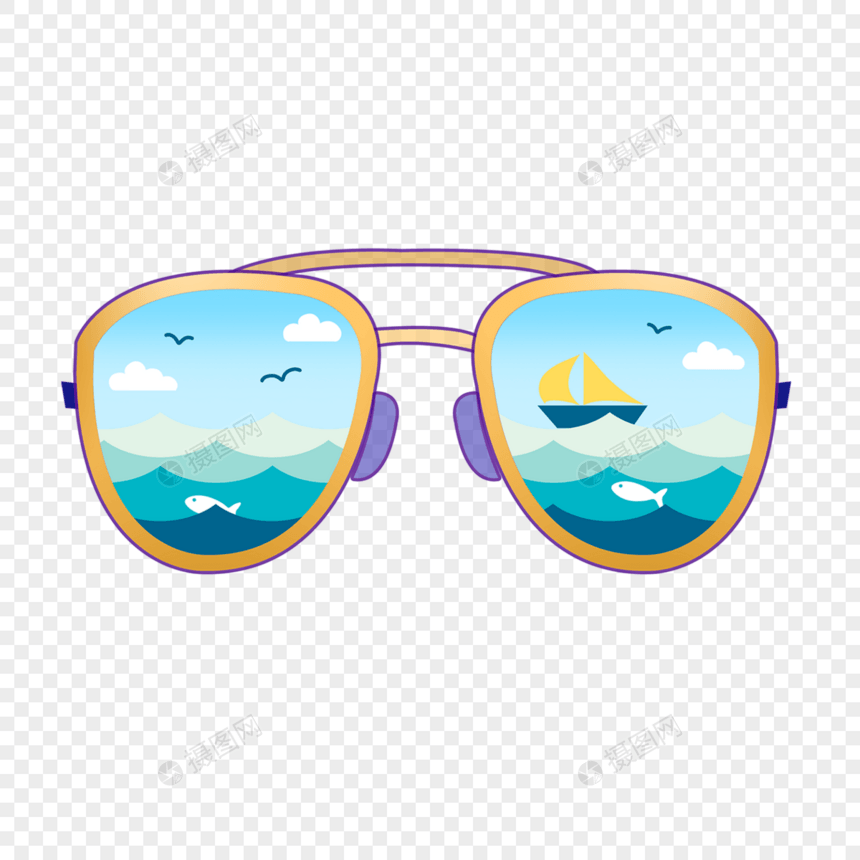 蓝色大海夏季墨镜风景图片