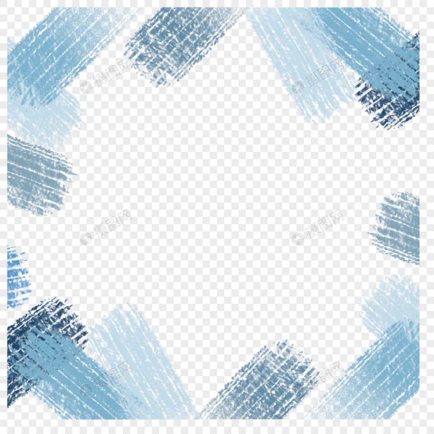 淡蓝色环绕水彩笔刷边框图片