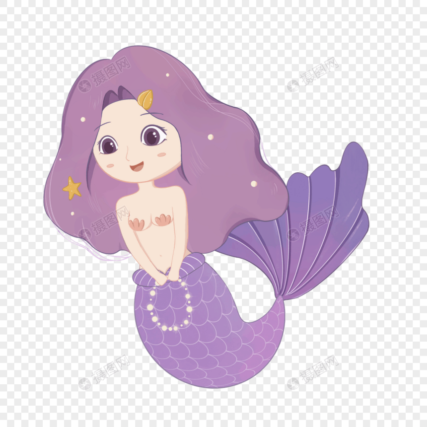 美丽可爱紫色美人鱼剪贴画图片
