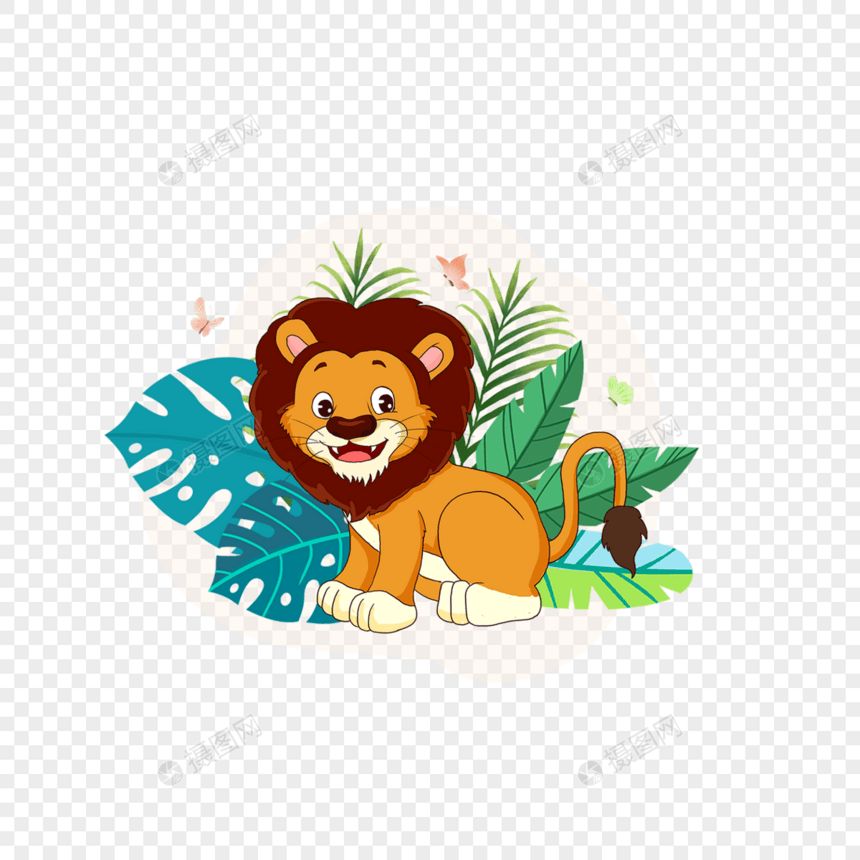 夏季森林植物狮子动物图片