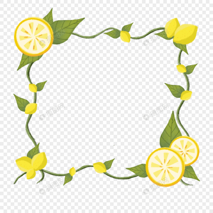 方形黄色柠檬边框图片