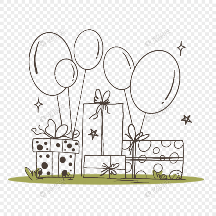 可爱线条礼盒气球图片