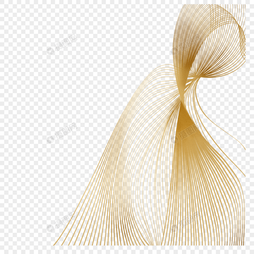抽象金色线条波纹流动波形边框图片
