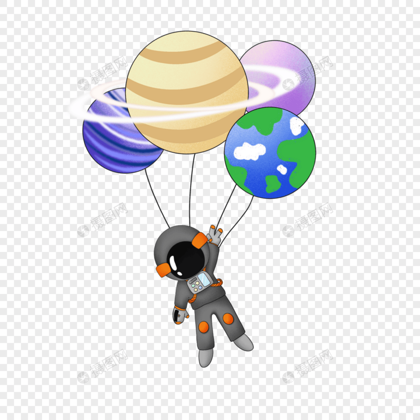 彩色星球气球宇航员图片