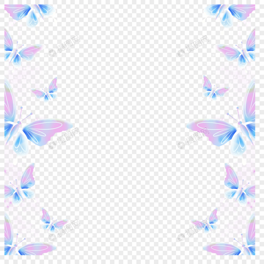 光效蝴蝶边框美丽粉色图片