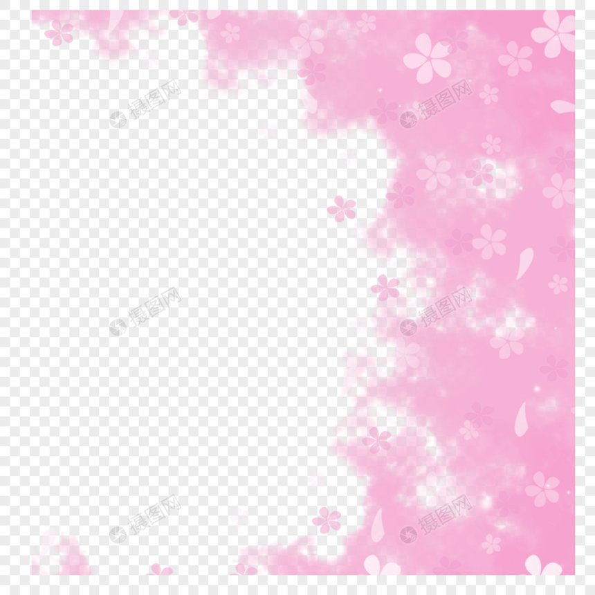 粉色浪漫的春季樱花边框图片