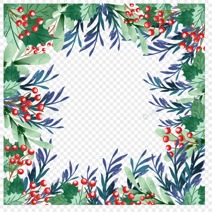 圣诞节一品红花卉装饰边框图片