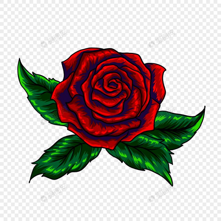 玫瑰花卉纹身卡通红色图片