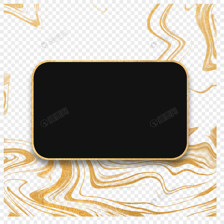 黑色长方形金色渐变流体抽象边框图片