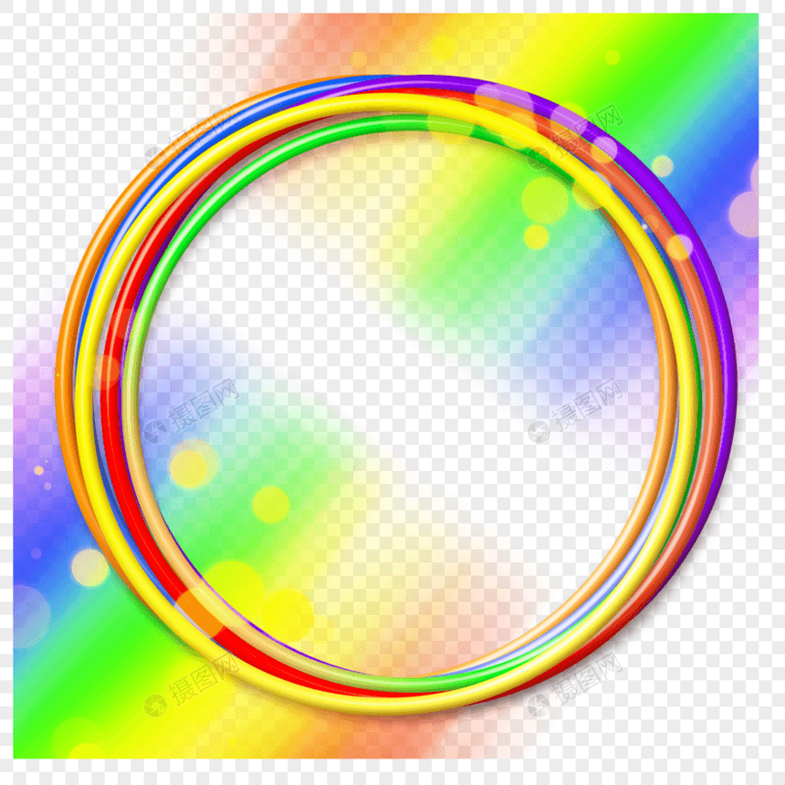 圆形光效彩虹边框图片