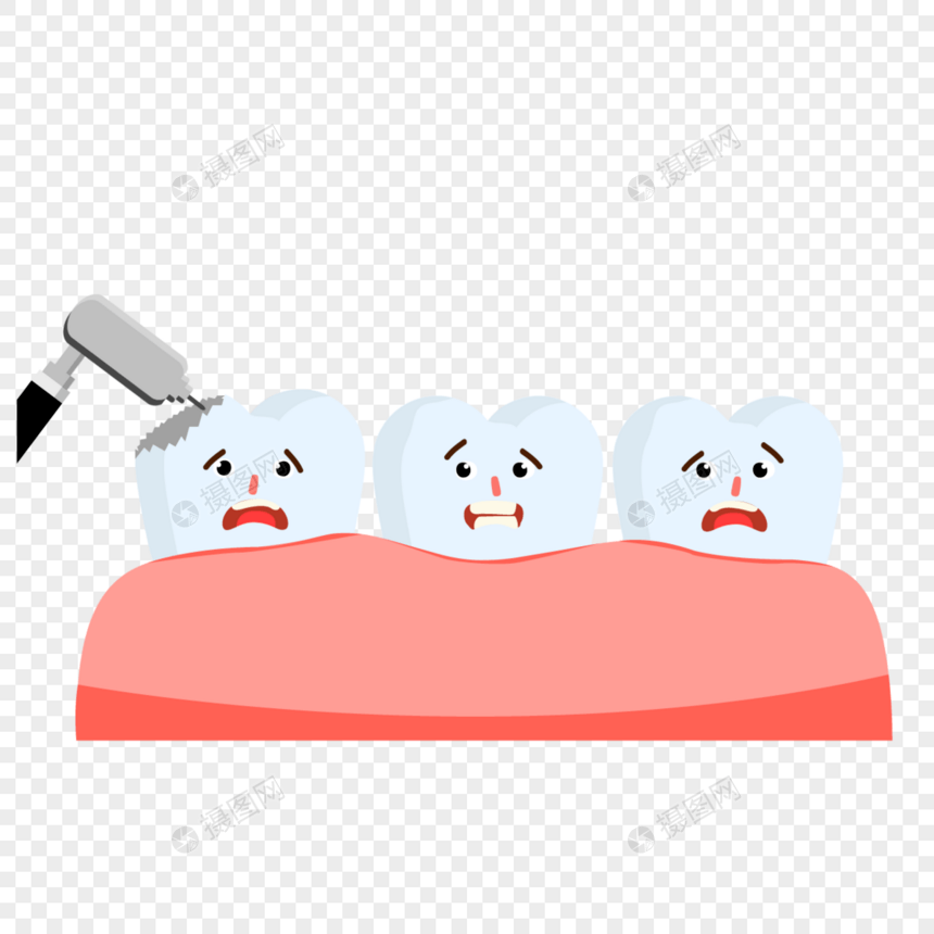 钻开坏掉的牙齿保健插画图片