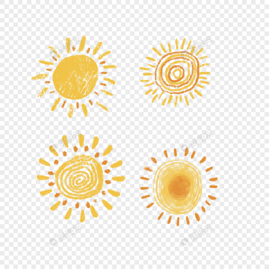 卡通黄色涂鸦太阳图片