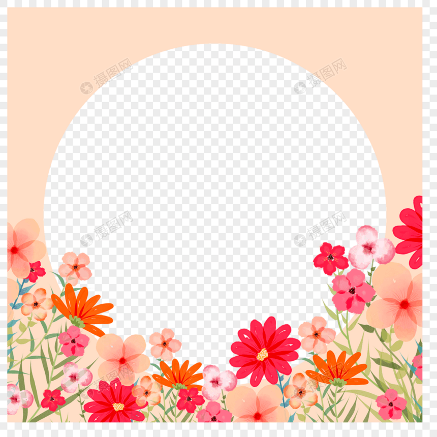 多彩花卉facebook头像圆形边框图片