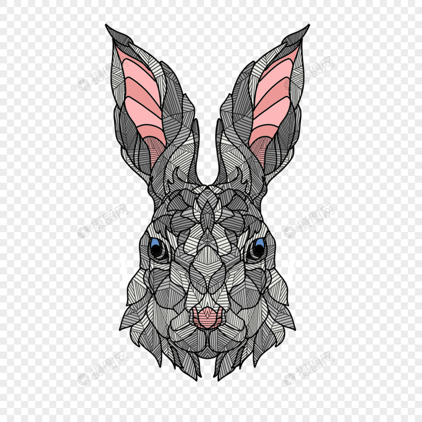 抽象动物兔子禅绕画图片