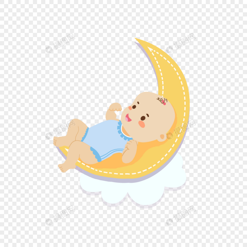 躺在月亮上的宝宝婴儿可爱用品图片