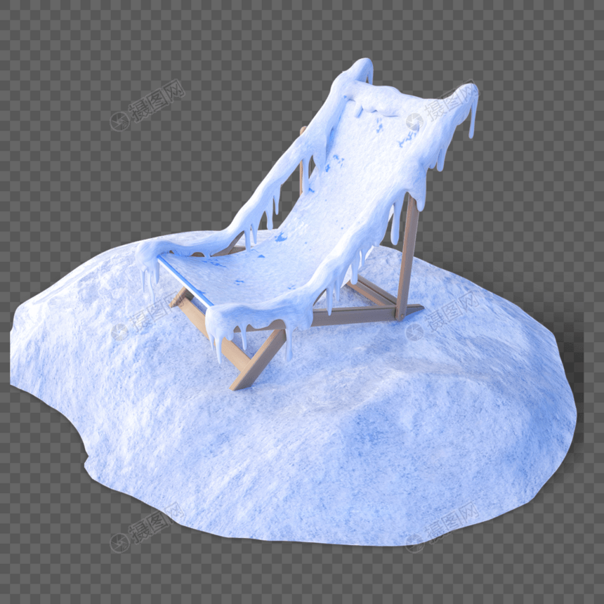 3d写实被冰冻的沙滩椅图片
