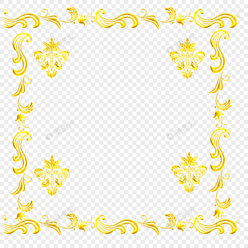 金色巴洛克式边框装饰图片