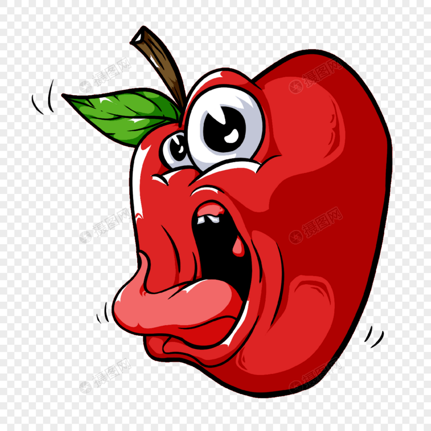波普风伸舌头苹果美漫水果图片