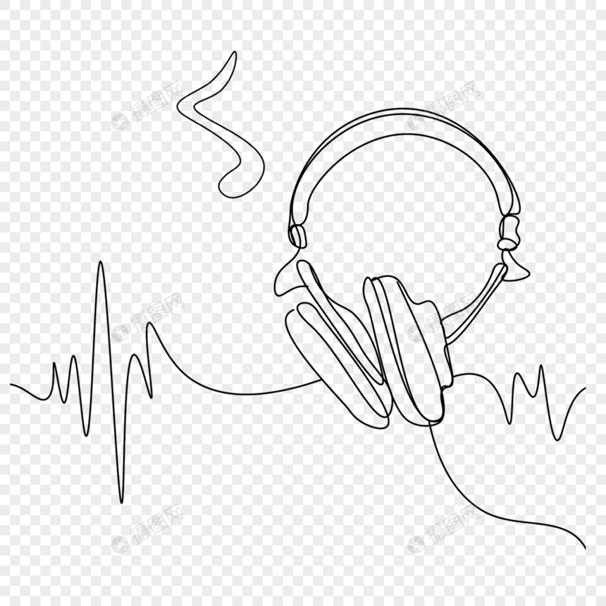 抽象线条画音乐音符耳机图片