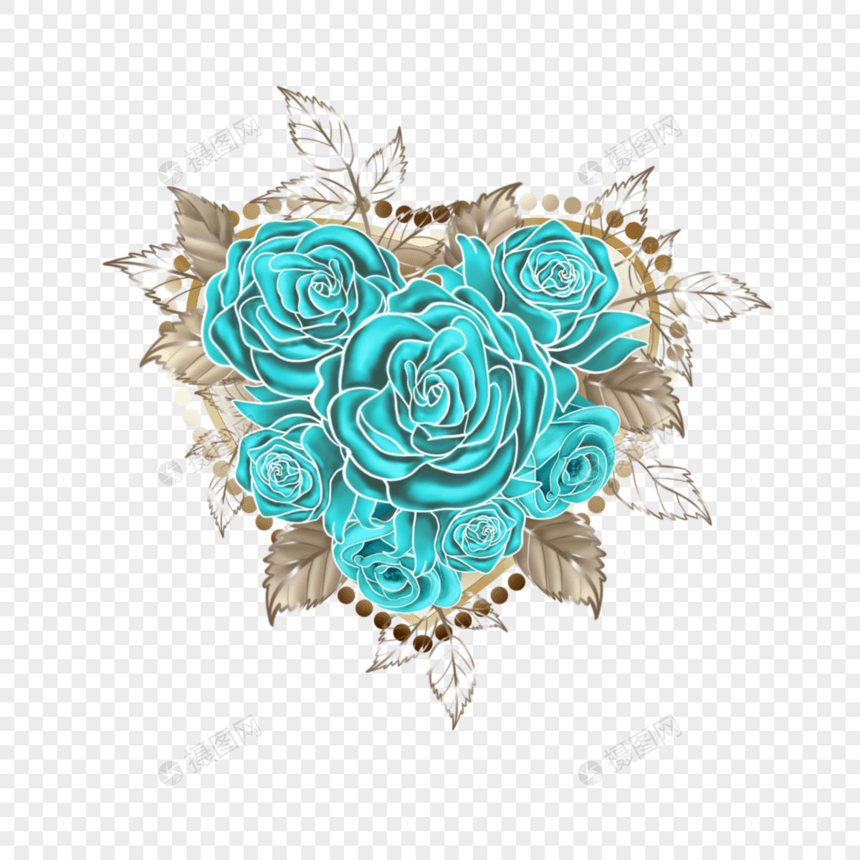 蓝色玫瑰花卉边框图片