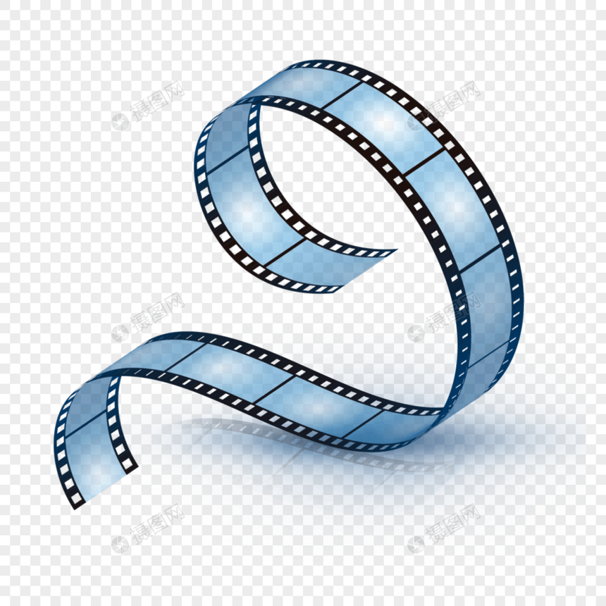 蓝色透明曲线质感电影胶卷胶片图片
