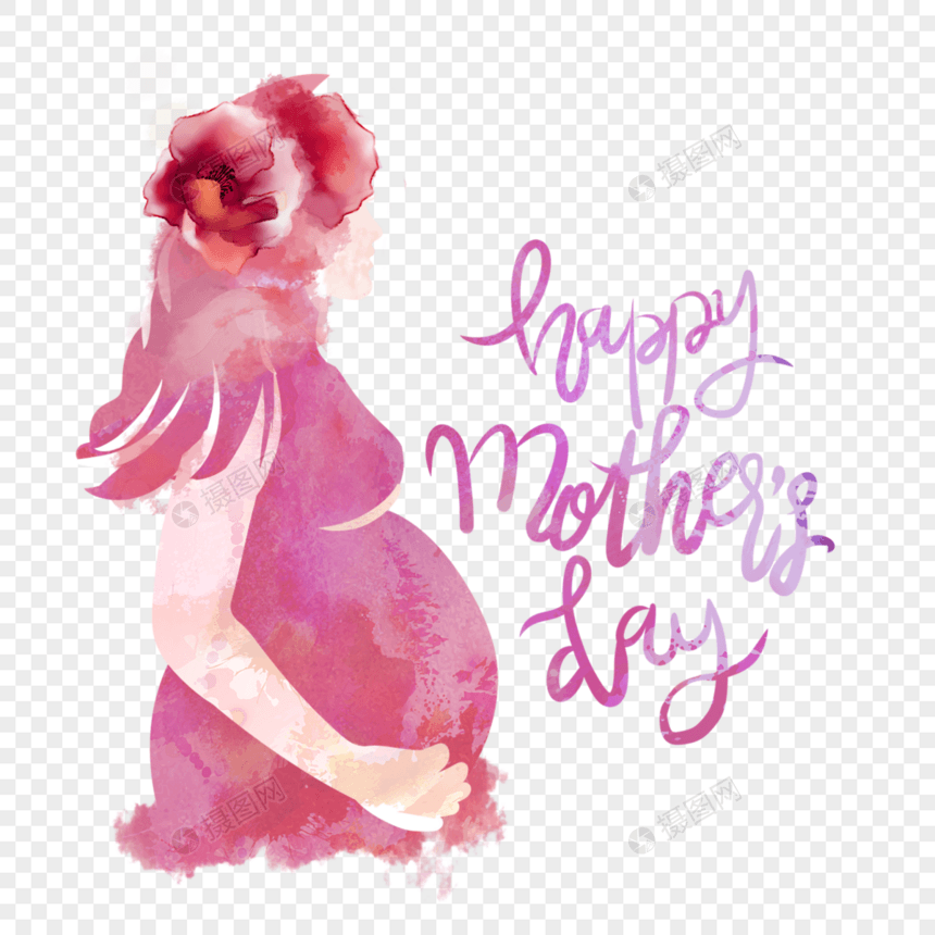 水彩花卉母亲节抽象母亲画作图片