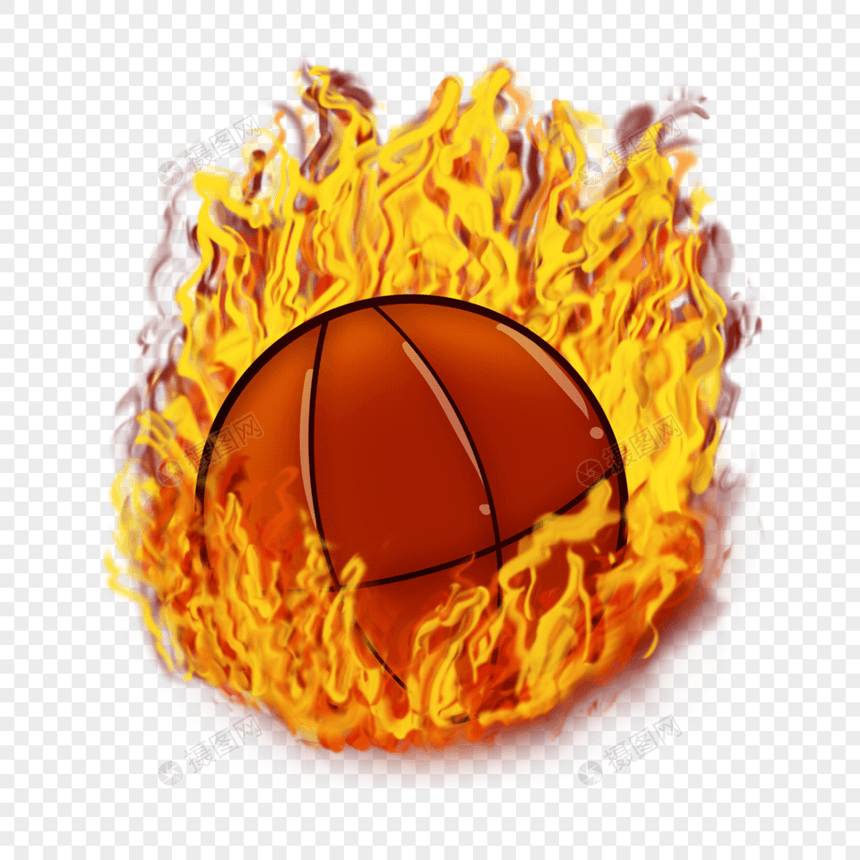 篮球火灾燃烧体育图标图片