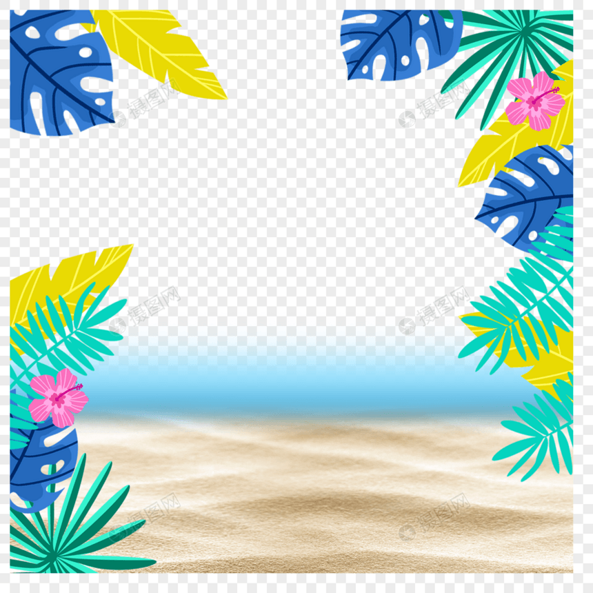 夏季植物彩色树叶沙滩图片