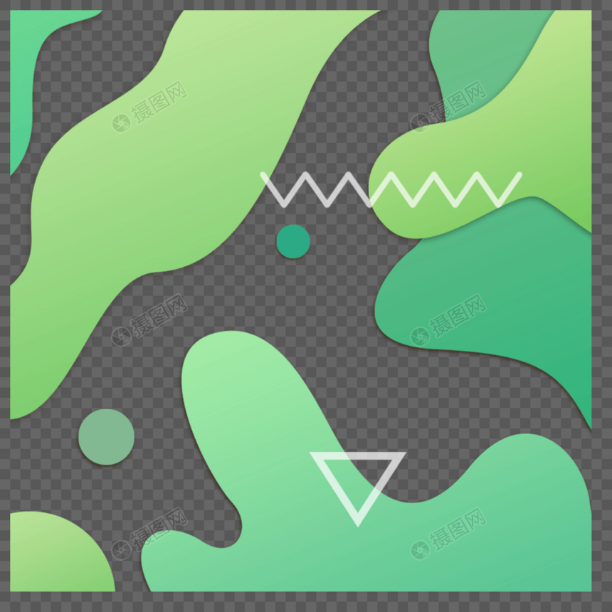 绿色几何抽象孟非斯边框图片