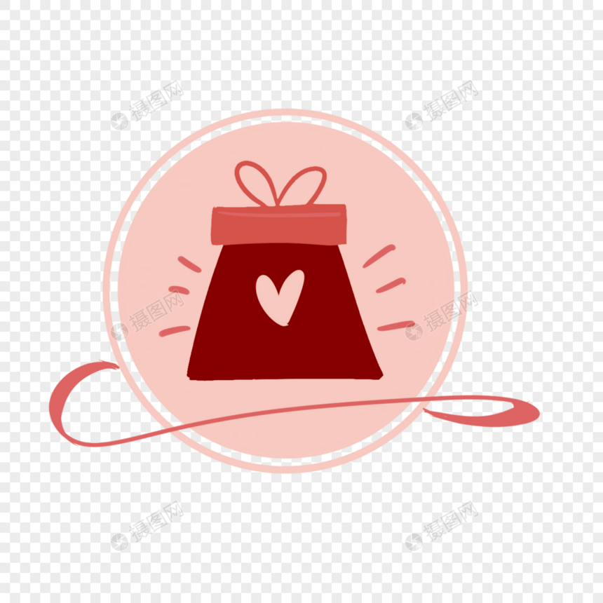 可爱情人节礼盒标识图片
