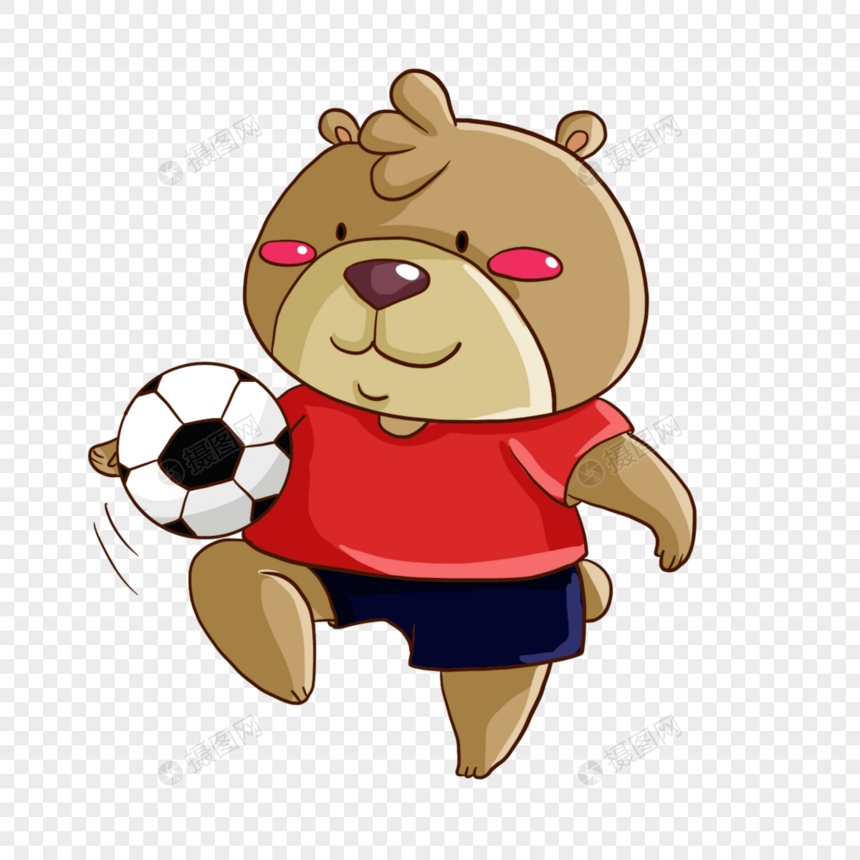 足球运动卡通动物熊形象图片