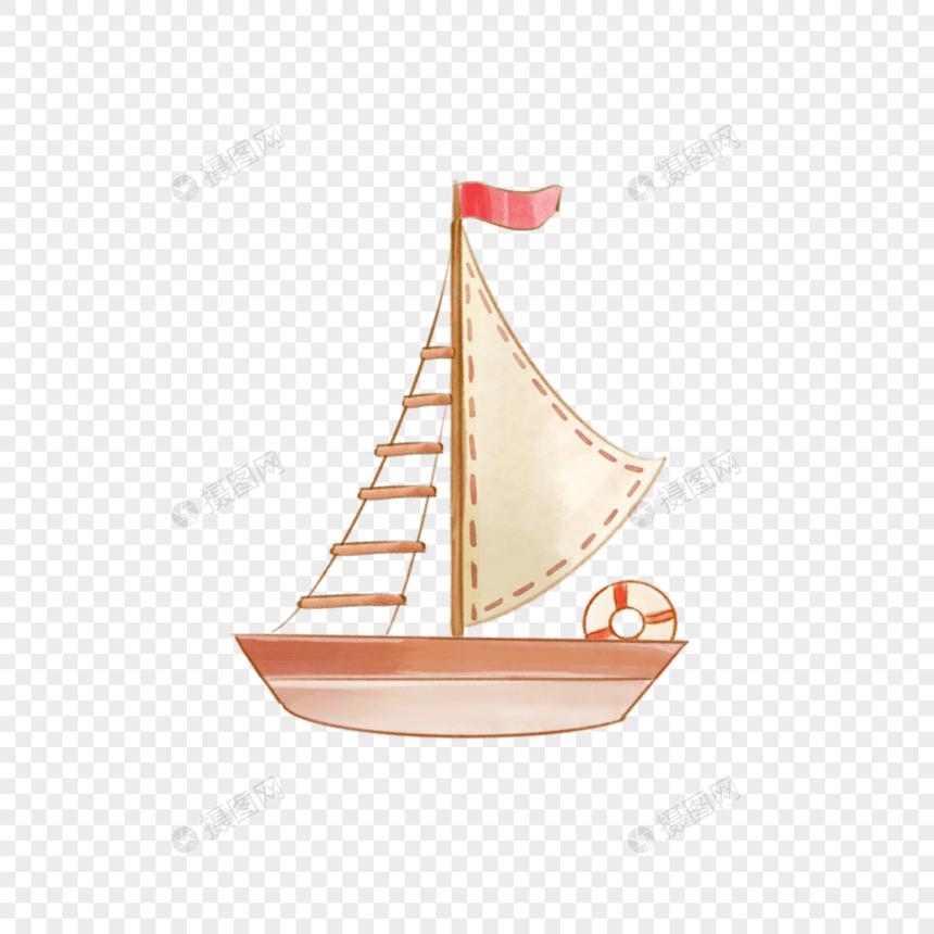 水彩夏季海洋轮船图片