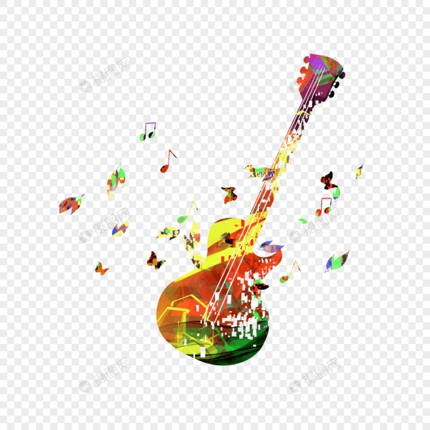 彩色抽象吉他乐器图片