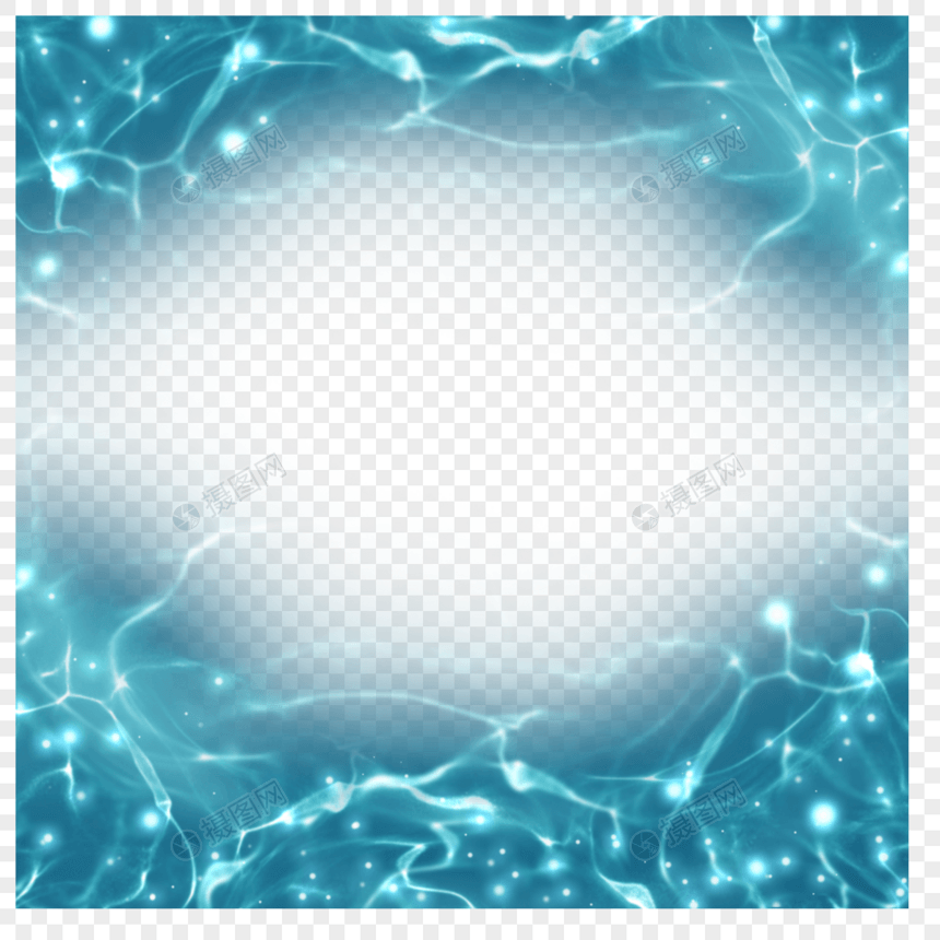 蓝色梦幻水滴水波纹边框图片